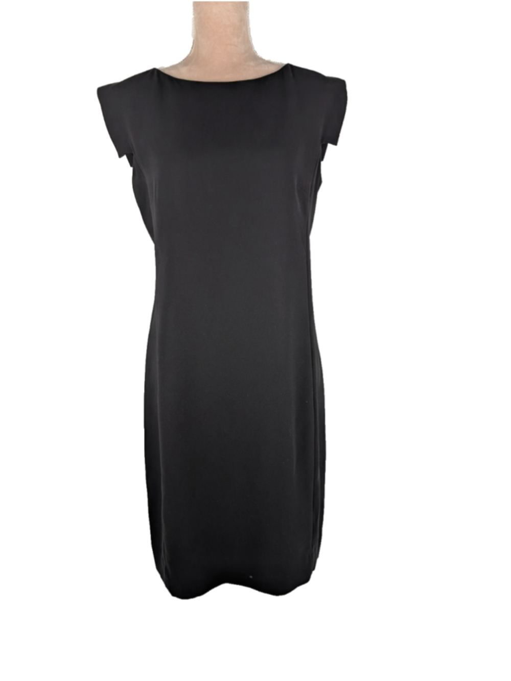 MM Lafleur Sarah Sheath Dress Sz 12 Cap Sleeve Black Crepe Classic Closet Staple